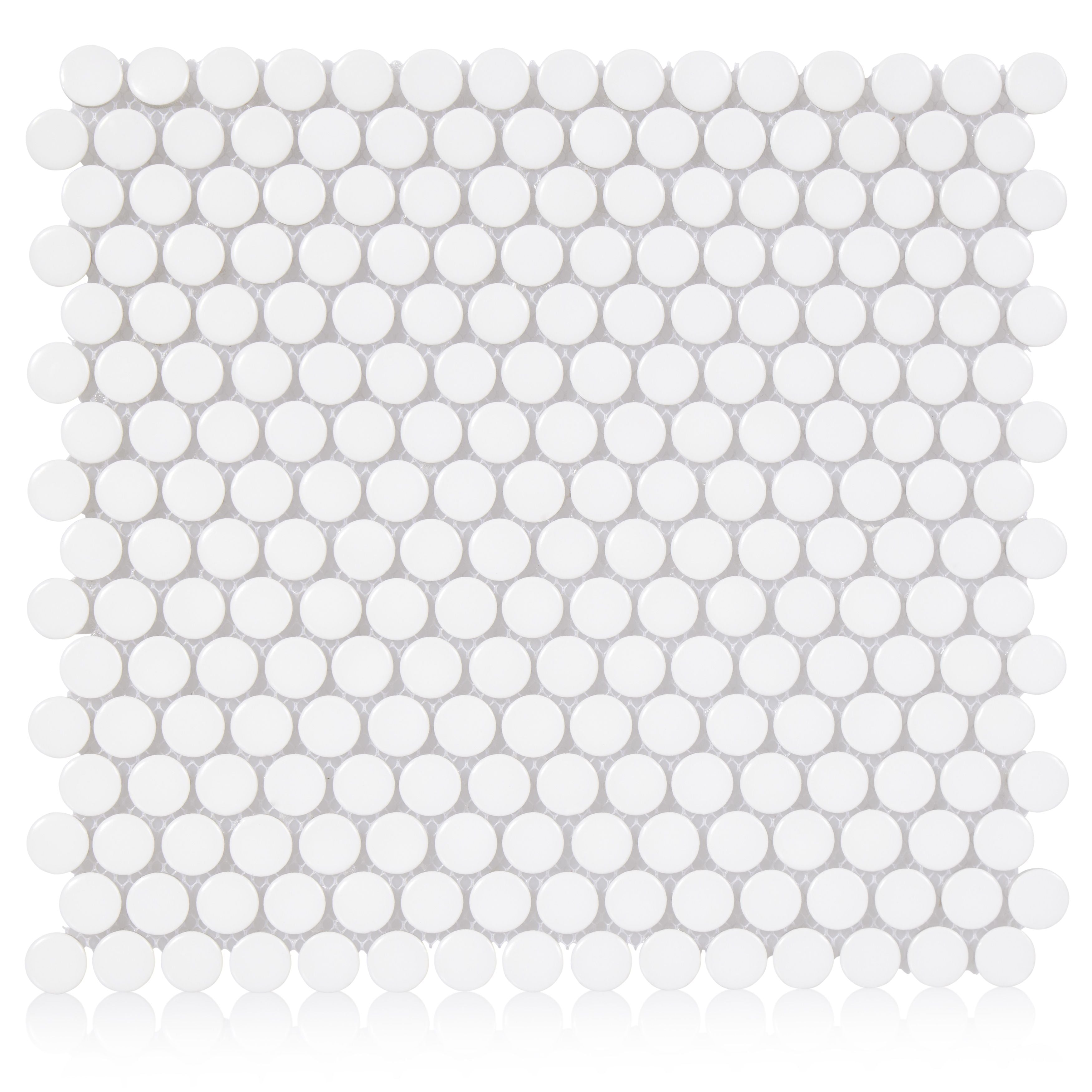 Penny Round White 1-Inch Mosaic Tile - 20 pcs per case - Industry Tile